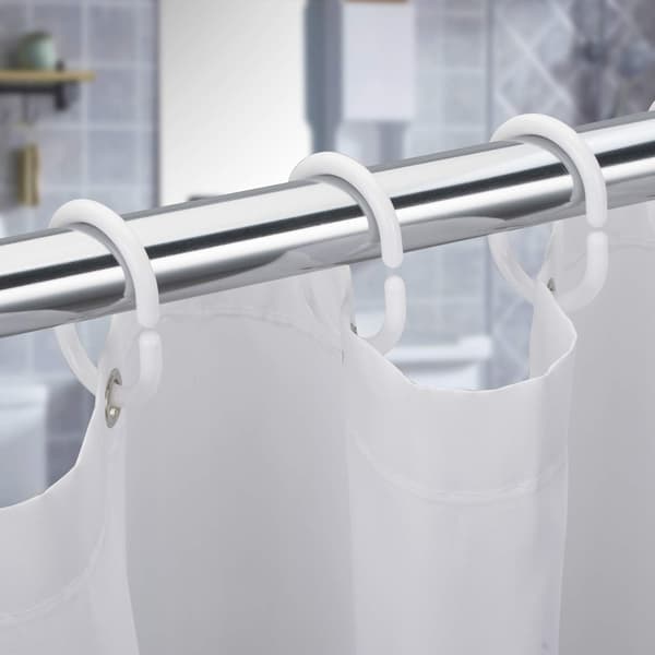 24 st Plast Duschdraperiringar, Plast Duschdraperikrokar