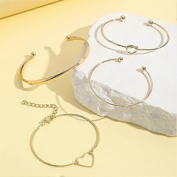 Legerings diamantknutet armband set kreativt hjärta ins dubbel kärlek geometriskt armband 4-delars set
