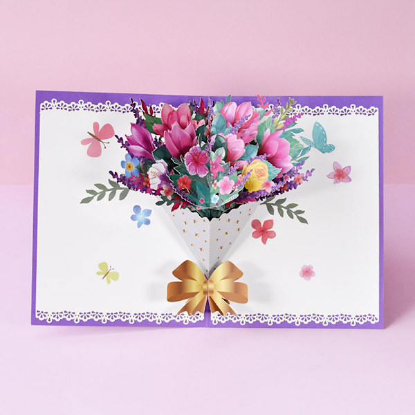 #3D Pop-up -syntymäpäiväkortti luonnonvärisellä kirjekuorella 1 kpl - Tervehdys- ja hääkortti herkullisilla terälehdillä naisille, miehille, tyttöystäville, lapsille ja unisex#