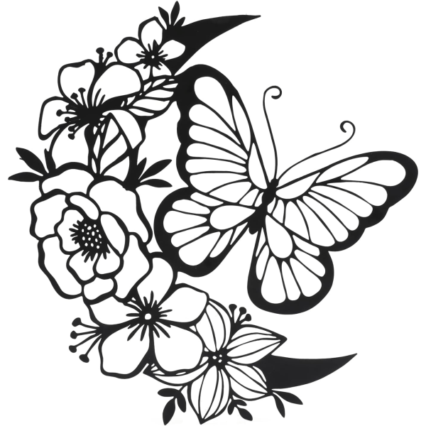 Metal Wall Art, Black Metal Wall Decor with Butterfly Modern Wal