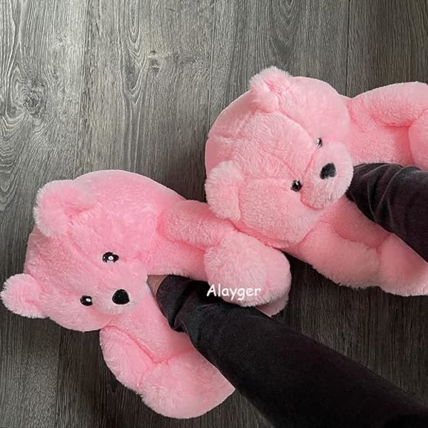 Dame Plys Bamse Tøfler Hjem Indendørs Bløde Anti-Slip Søde