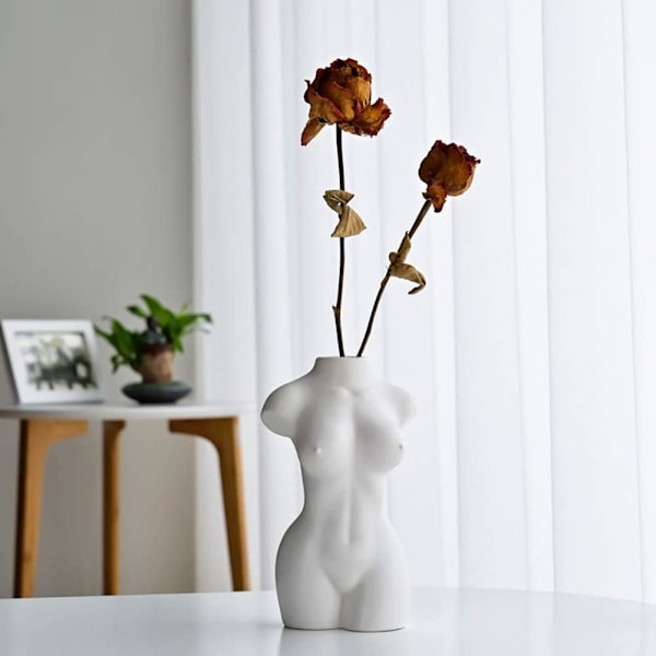 Keramisk vase for kroppen - Bohemian dekorasjon (hvit)