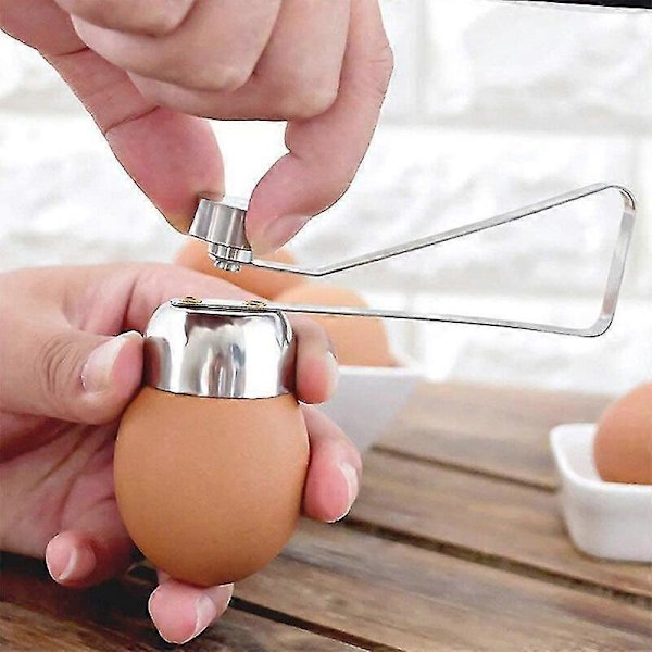 Eggeskallåpner i rustfritt stål, slitesterk eggkutter i rustfritt stål, eggknekker for forskjellige egg, andeegg, en god hjelper til matlaging 1