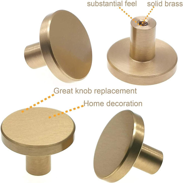 (20mm*30mm) Rund Massiv Messing Dørgreb, 1 stk. Skabgreb