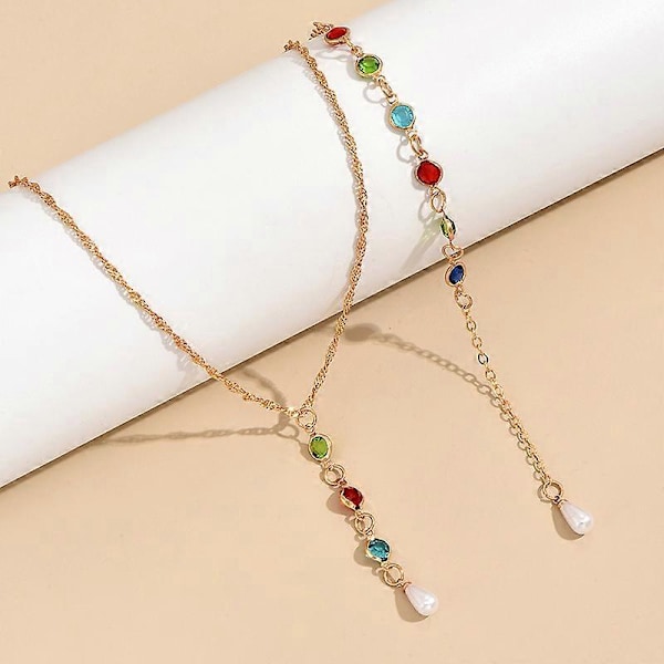 Bryllup Rhinestone Ryggsmykke Lagdelt Brude Kroppskjede Krystall