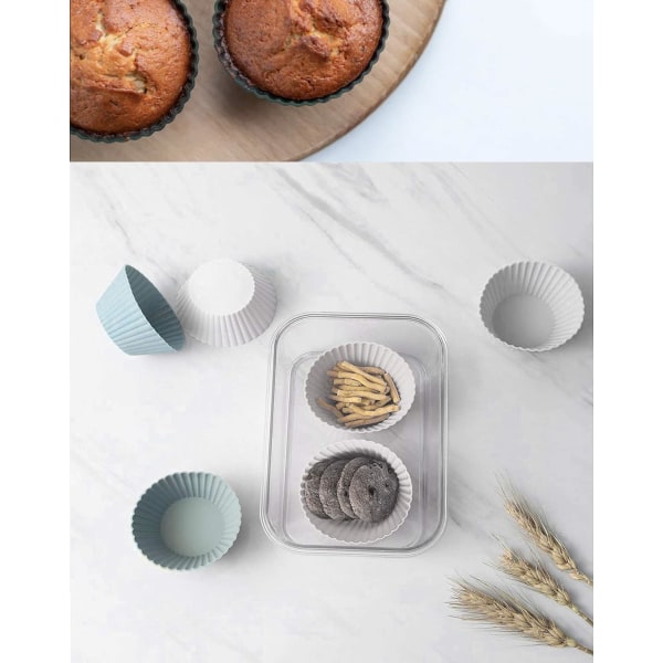 12-pack Återanvändbara Muffinsformar - Premium Silikon, Miljövänliga, B