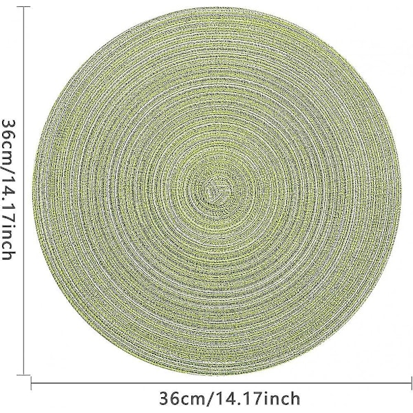 Pöytätabletit, pyöreät PP-punotut tabletit, 6 kpl, pestävät, lämmönkestävät, liukumattomat, 36 cm (vihreä)