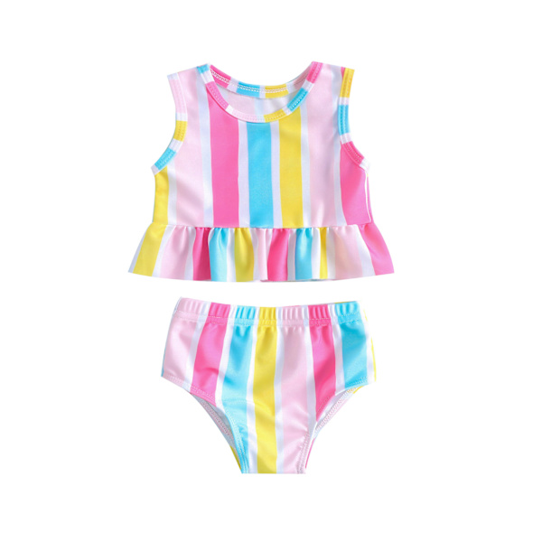 Jente Split Fargerik Stripe Badetøy (Anbefalt for 2 - 3 år)