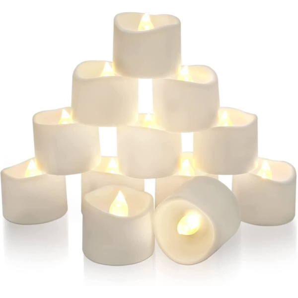 24 LED-telys med timer, batteridrevne middagslys