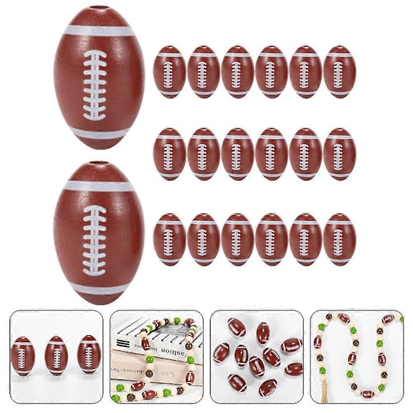 50 stk. Smykkefremstilling Amerikansk Fodbold Perler Træ Sport Perler til DIY Armbånd Halskæde