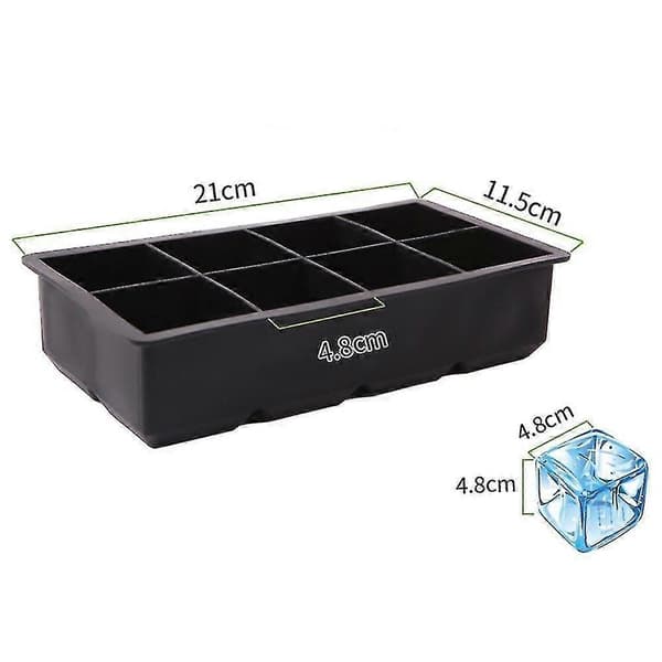 2-pack Silikon Isbitsformar 8 Fyrkantiga Isbitar Per Form Perfekt För Whiskey, Cocktails, Soppor