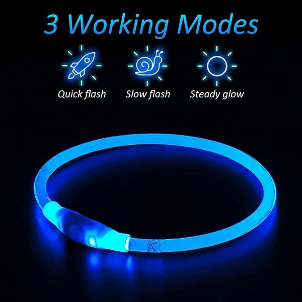 LED-hundehalsbånd, USB-oppladbart lys-opp-hundehalsbånd, Glow Safe