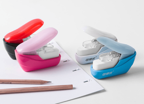 Blå Mini Safe Stapleless Håndholdt Heftemaskin 4 Ark Kapasitet Sta