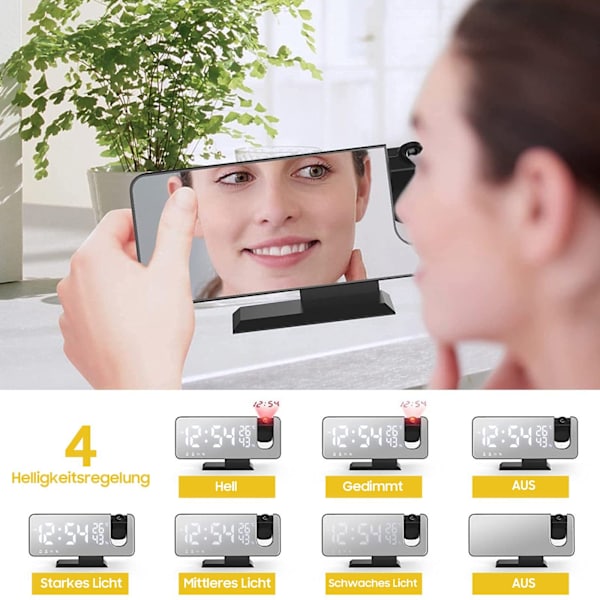 #Radioväckarklocka med projektion, automatisk dimmer, temperatur & luftfuktighet#