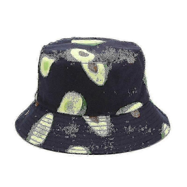 Avocado Bomull Dam Reversibel Bucket Hatt Hip Hop Tryckt Frukt Vår Strand