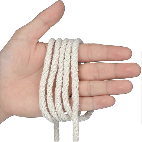 6mm Beige Macrame Snor 20m Tyk Macrame Reb Bomuld Til Vægophæng Planteophæng Strikkehåndværk (6mm * 20m)