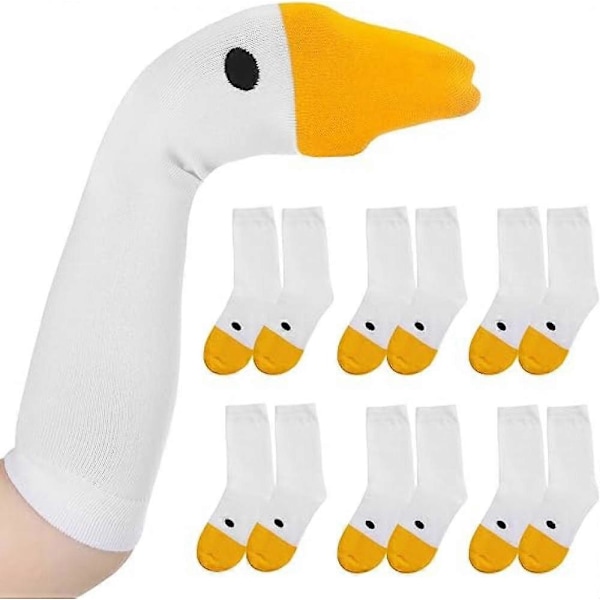 Unisex gåsesokker, morsomme nyhetssokk dukkegaver, egnet for damer menn gutter jenter maskeradefest 6 stk