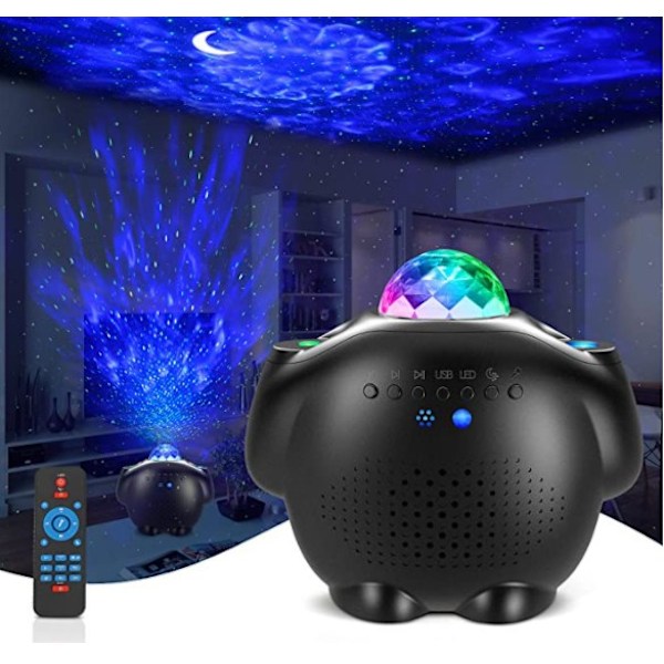 (Svart) Sky Stjerneprojektor, 4 i 1 dynamisk LED-lys projektor