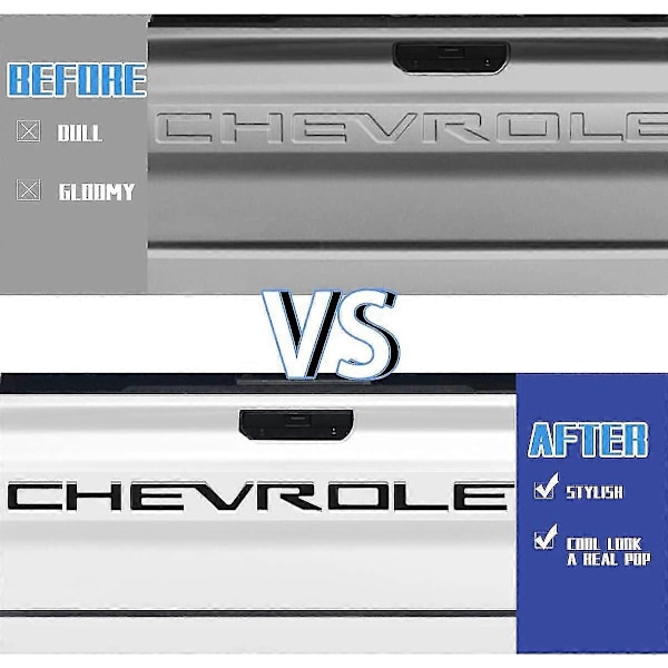 3D Hevede Bakluke Innlegg Bokstaver Emblem - Kompatibel Med 2019-2022 Silverado (matt Svart)