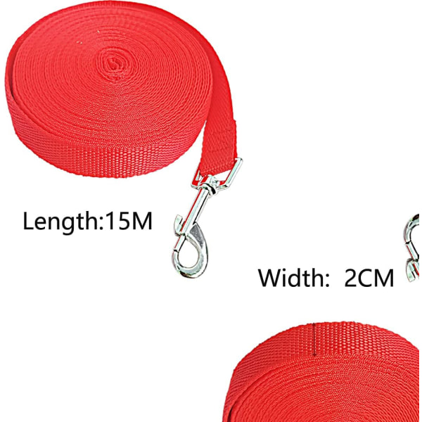 Dog Leash 5m/ 10m / 15m Red, Dog Training Leash, Long Leash for