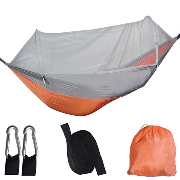 #Hängmatta Enkelsäng och Dubbelsäng Myggnät (Orange)#