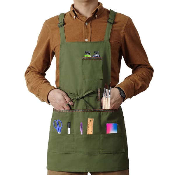 *Canvas Hängande Halsförkläde Enfärgad Förkläde Tyg Servitör Arbetsförkläde*