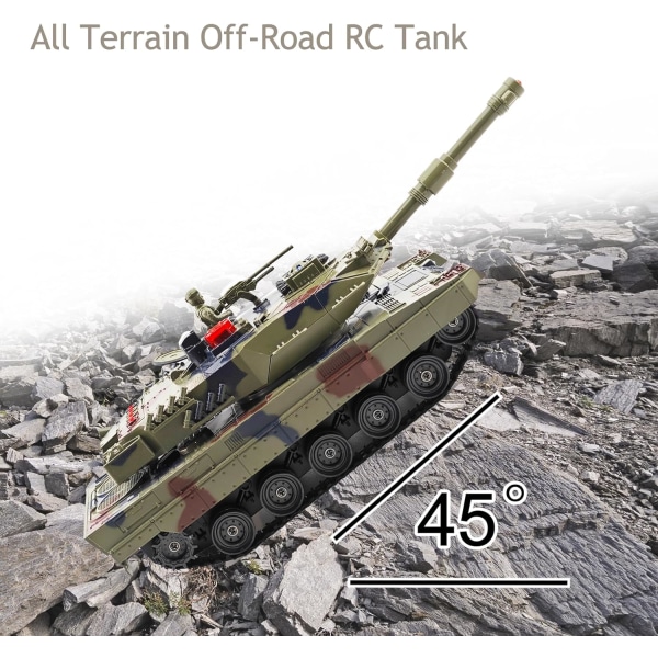 #Radiostyrd Tank för Pojkar Armétank Rök Ljus & Ljud#