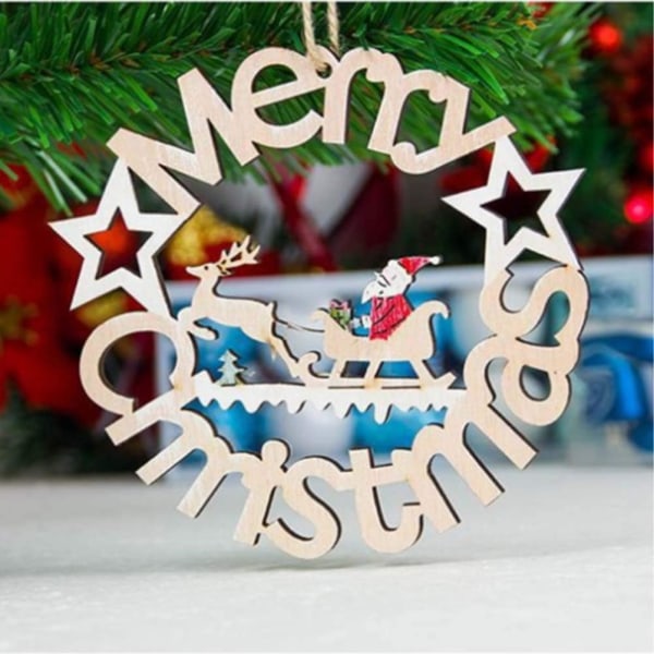 *Wooden Sleigh Christmas Tree Decoration Hanging Christmas Hollow*