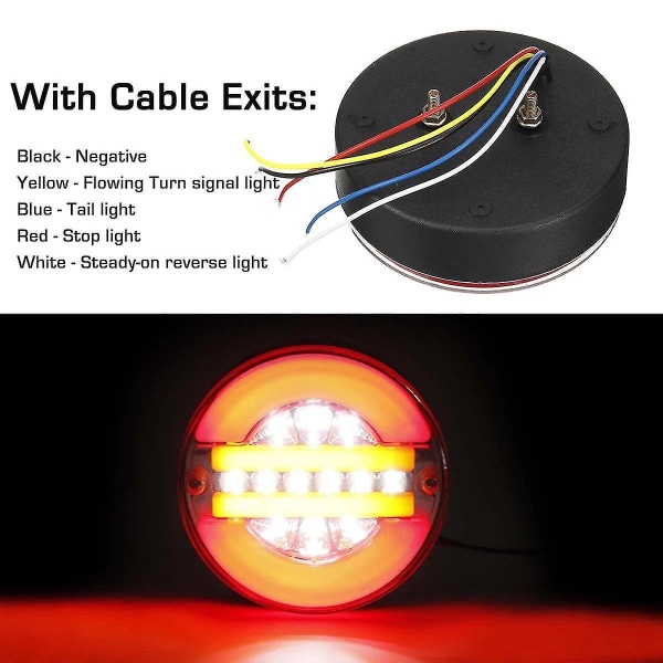 4 Tums Dynamiskt Släpvagnsbakljus 24v Led Lastbilsbromsljus Led R