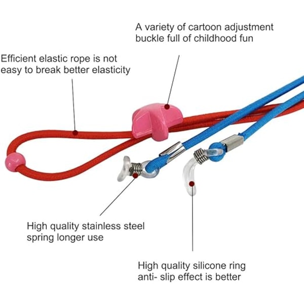 12 st barnglasögonrem & 6 par öronkrokar i silikon, barnadju