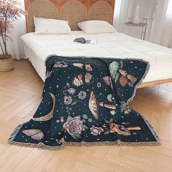 1 Stycke 160x130cm Rutig Filt Stickad Soffaöverdrag Dekorerad med