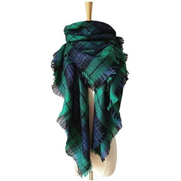 Grøn Dame Scarf Stor Ternet Akryl Uld Lang Varmt Scarf Vogu