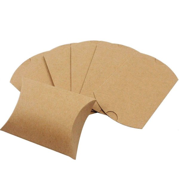 Kraftpapper Kudde Godisask, Vikbar Presentask med Jute Rep för Bröllop, Fester, Födelsedagar, Helgdagar, 50 st, 9*6*2.5cm
