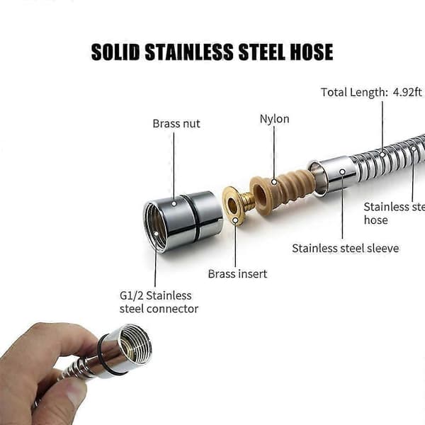 Håndholdt Dusjhode Regndusjhode Combo 5 Sprayinnstillinger Høytrykksdusjhode Med 3-veis Van