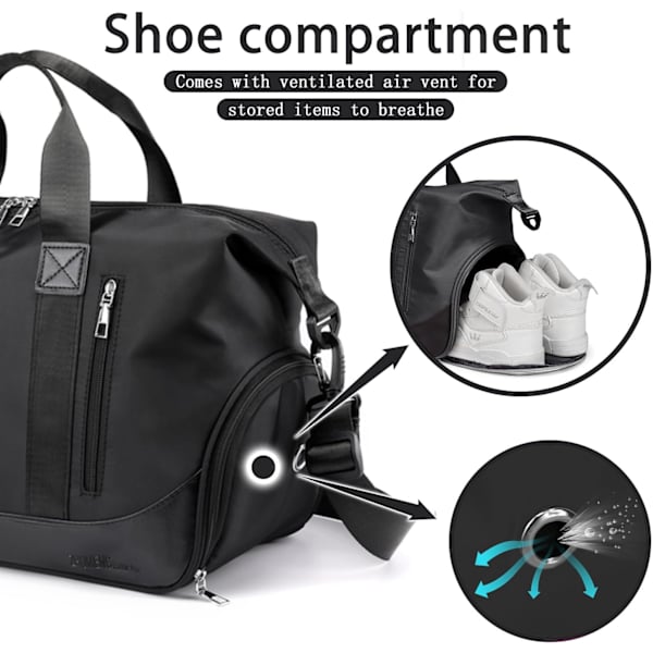 #Dufflebag for menn og kvinner - svart - med skoavdeling og #