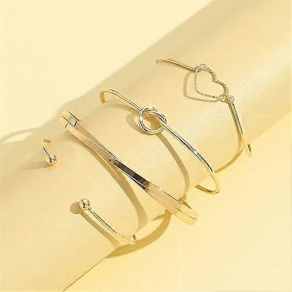 Legerings diamantknutet armband set kreativt hjärta ins dubbel kärlek geometriskt armband 4-delars set