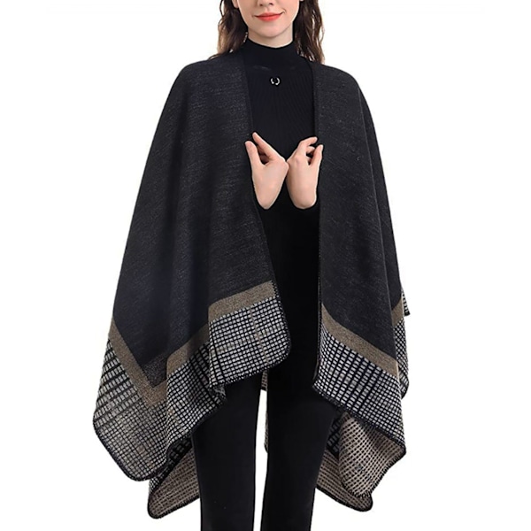 #Stickad poncho XXL-sjal Elegant mjuk poncho 1 stycke för att hålla dig varm#