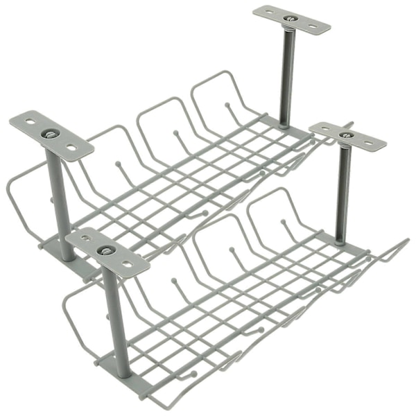 2 stk. Kabelstyring Under Bord Kabelstyring Skrivebord Kabelorganisator Under Bord Bakke