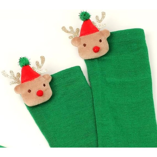 /#/Par med juleknestrømper for kvinner - grønn og rød, stripet/#/