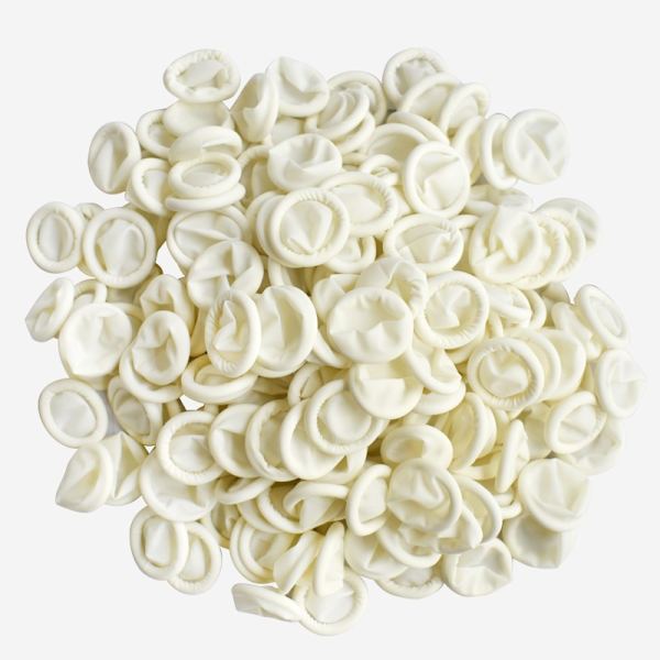 #Set med 400 (M) icke-sterila vita latex fingerkondomer, engångsbruk#