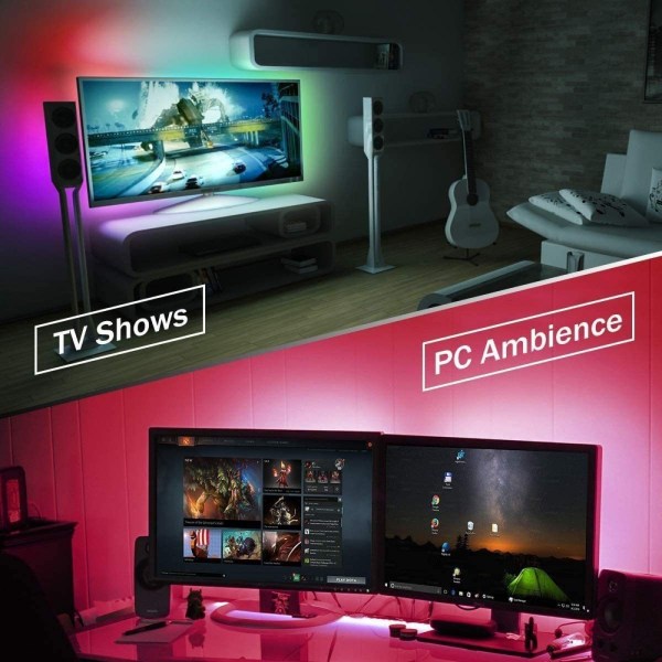 #LED-remsa LED-bakgrundsbelysning för TV Musiksynkronisering RGB Bluetooth-app#
