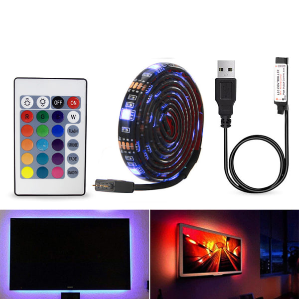 #2m LED-Stripsbelysning för TV / Ljusloop / LED-remsa - RGB flerfärgad#