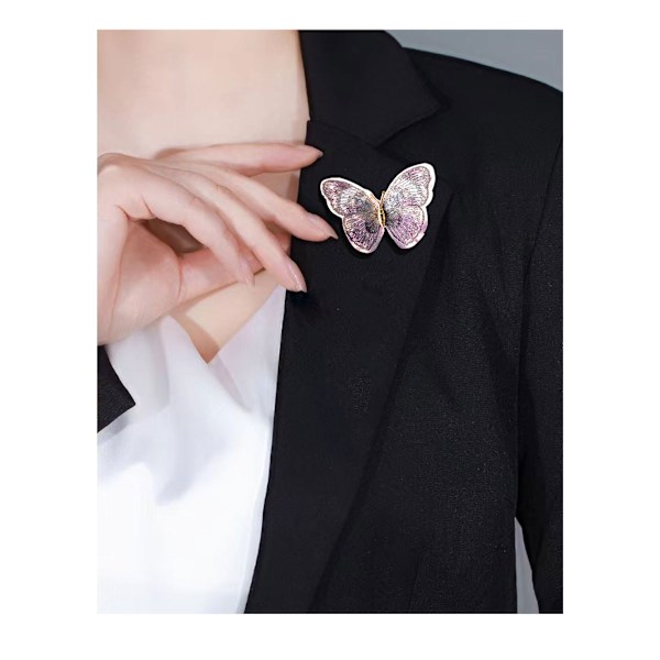#1 stk lys luksus retro broderet sommerfugl broche, lilla#