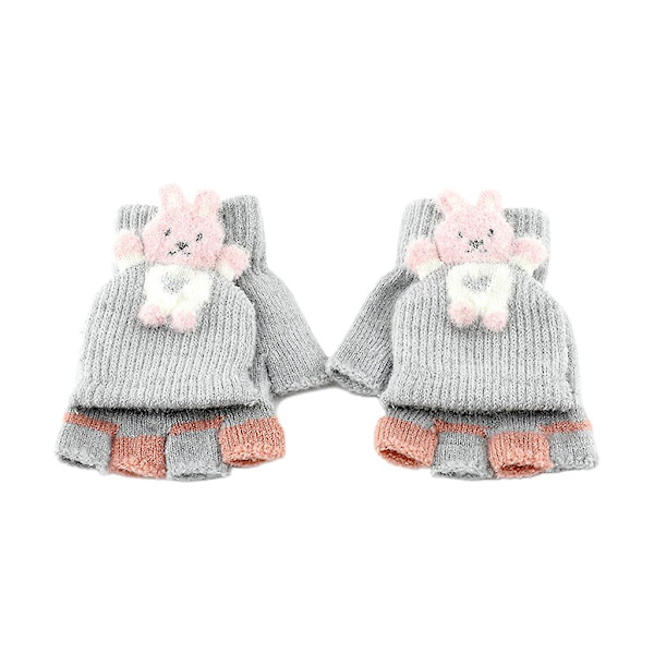 Plysch Halvfingerhandskar Baby Vinter Varma Handskar Stickade Vantar Med Flip Top