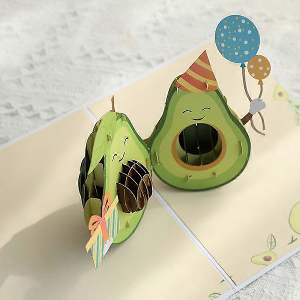 Fantastiskt födelsedag pop up-kort, 3D Avocado Pop-Up födelsedagskort, söta födelsedagspresentkort för flickvän, pojkvän, kvinnor, män, barn