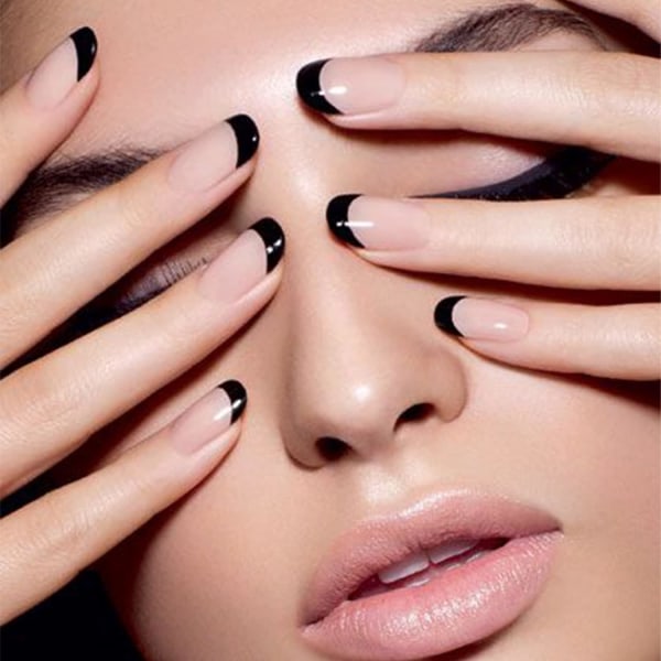 #12 franska nagelklistermärken Vita halvmåne nagelklistermärken för franska#
