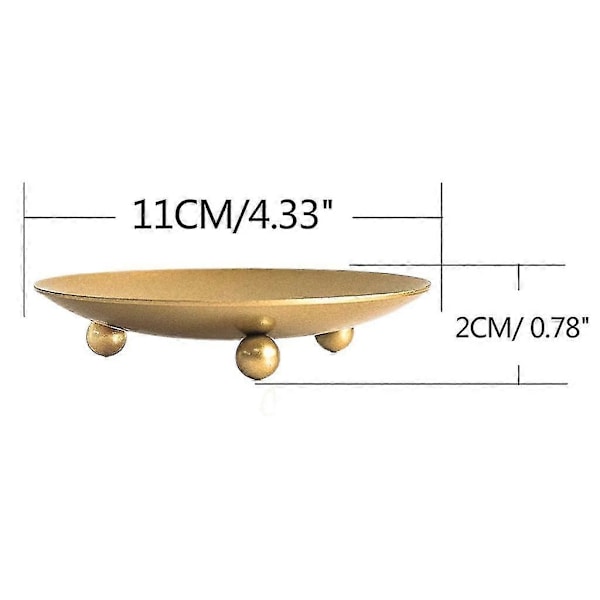 4 Stycken 10cm Diameter Ljushållare Metallplatta Ljusstakehållare Pelare Ljusstake Dekoration Guld Ljushållare för Trädgårdar, Spa, Arom