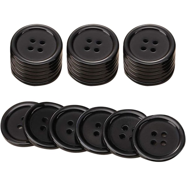 200 kpl Musta Hartsi 20 mm Pyöreät Napit 4 Reikää