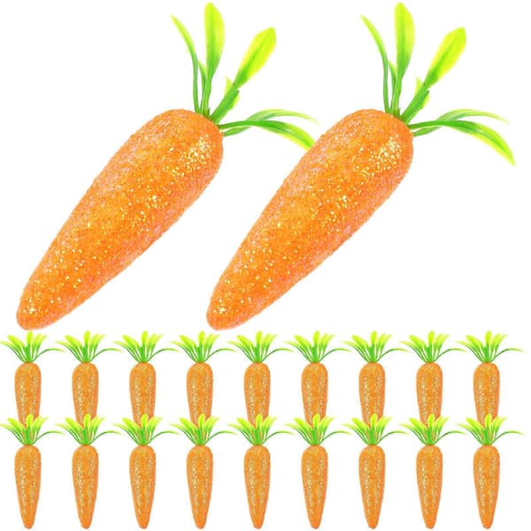 20 Pieces Glitter Carrot Models Easter Carrot Decorations Easter Party Display Props Fake Carrot Model