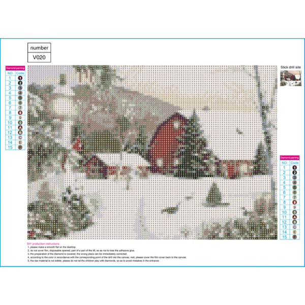 #Timanttimaalaussetti 5D DIY, 16x12 tuumaa, Lumikylä#